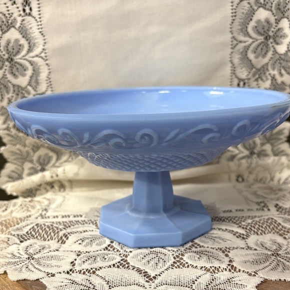 Other - Antique Jeannette Glass 1920's Delphite Blue Pedestal Bowl Plate Dish